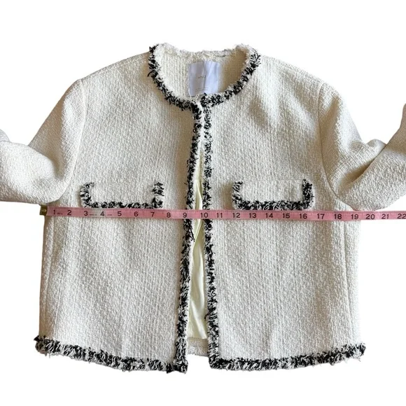MNG Cinta Open Front Crop Tweed Jacket-Size Medium - Picture 10 of 13
